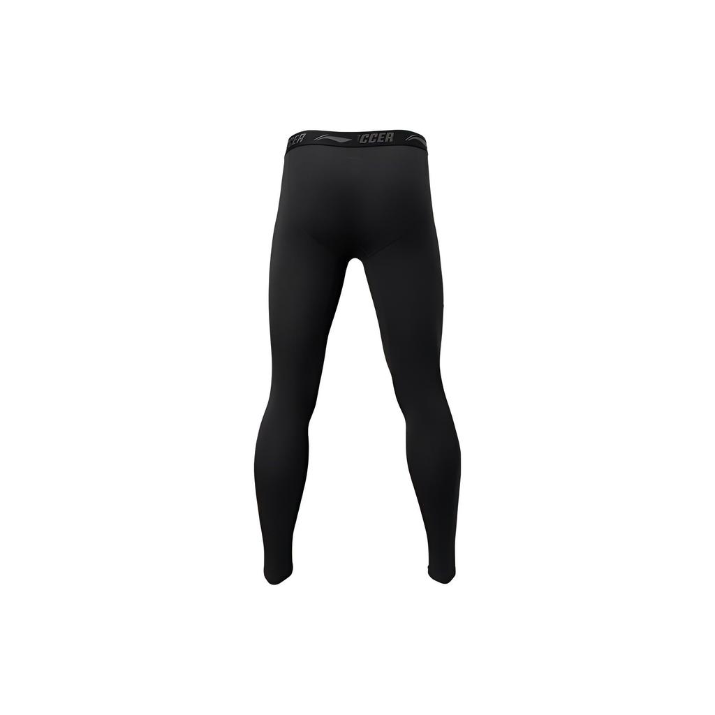 Мужские облегающие длинные спортивные брюки с логотипом бренда Li Ning, черные AULSB45-1