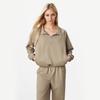 Women's Spring and Autumn Fashion Casual Lapel Zip Long Sleeve Top Long Pants Suit