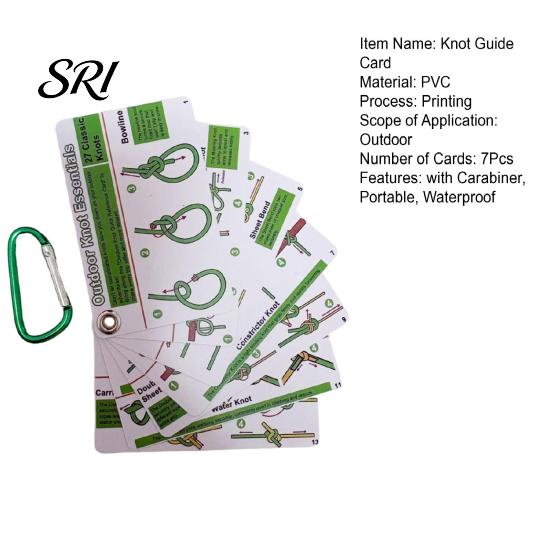 Mountaineering Knots Guide 7Pcs/Set Knot Pocket Cards with Carabiner 27 Classic Reference Card Outdoor Camping Climbing Backpacking Rope Tying
