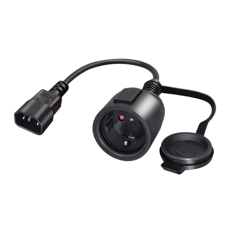 Кабель-адаптер переменного тока IEC320 C14 на EU4,8 мм, 3 клеммы, штекер-гнездо, защитный кожух.