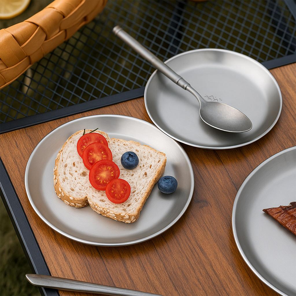 Титановая очищающая тарелка Штабелируемый походный поднос Противоударная уличная тарелка для фруктового салата Креативная домашняя тарелка Походные принадлежности