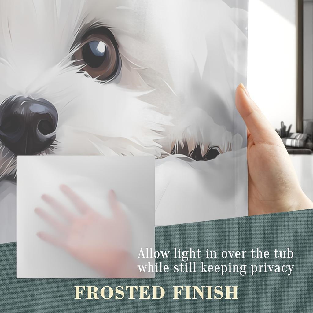1Pc Shower Curtain - Cute White Puppy With Big Brown Eyes And Fluffy Fur Waterproof