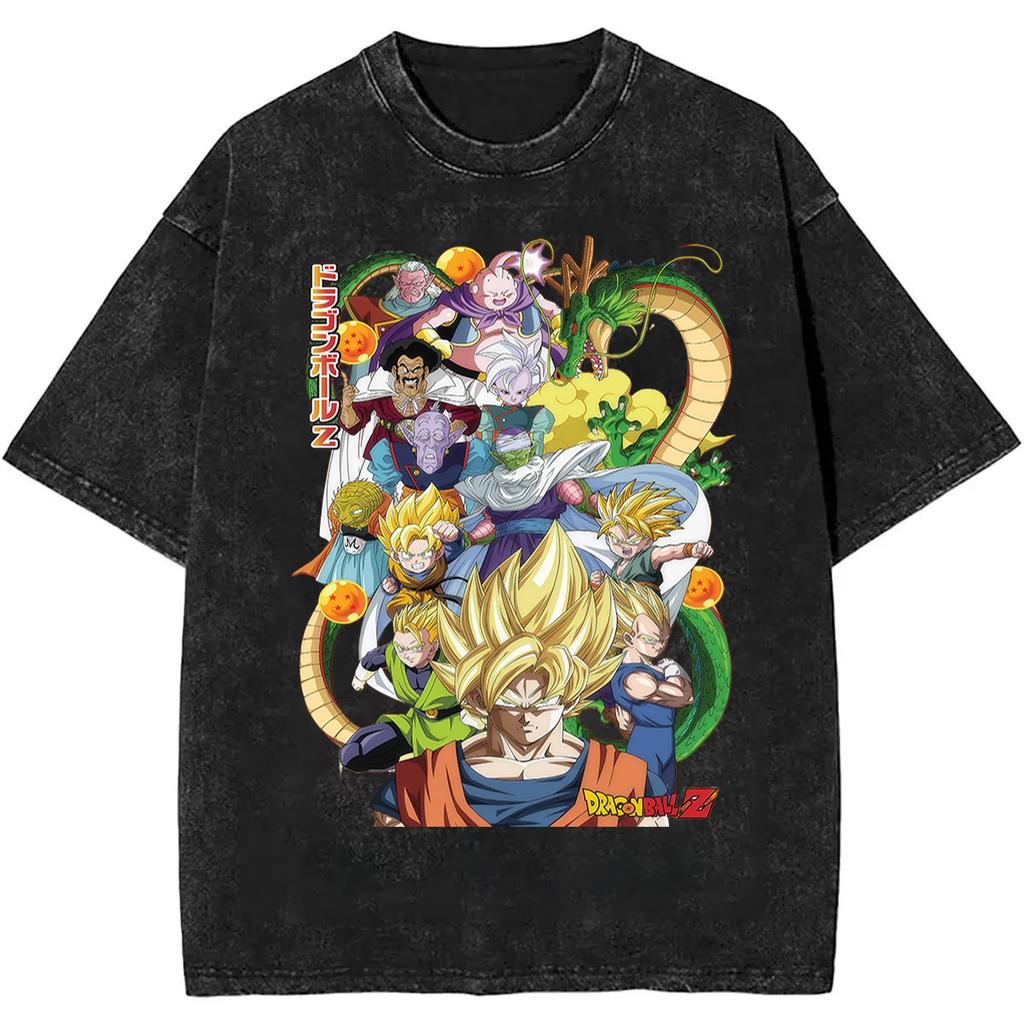 Летняя ностальгическая футболка Dragon Ball 2026 100% хлопок Плотная стираная ретро оверсайз мужская с принтом аниме стритвир унисекс