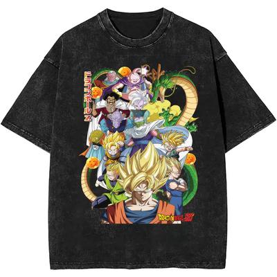 Летняя ностальгическая футболка Dragon Ball 2026 100% хлопок Плотная стираная ретро оверсайз мужская с принтом аниме стритвир унисекс