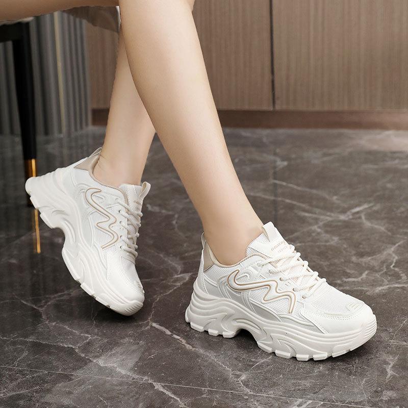 Q78 new 2025 popular spring and summer dad shoes women's shoes Korean version trend increased thick-soled mesh shoes breathable