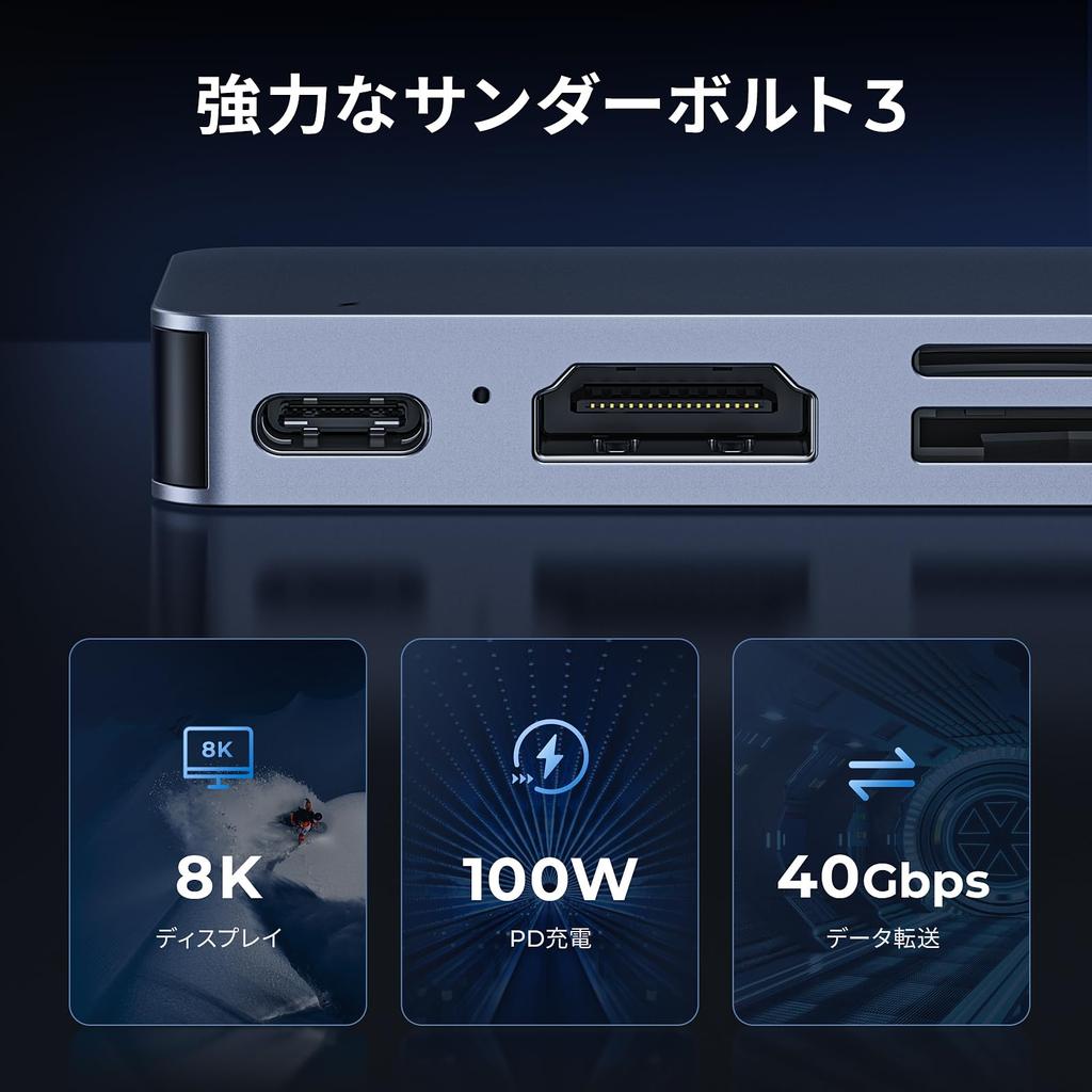 7-портовый USB-C хаб для Macbook Air, USB-C к Macbook, PD зарядка, Thunderbolt 3, RayCue док-станция для Macbook Pro, SD/TF-карты, 3 порта USB 3.0, U