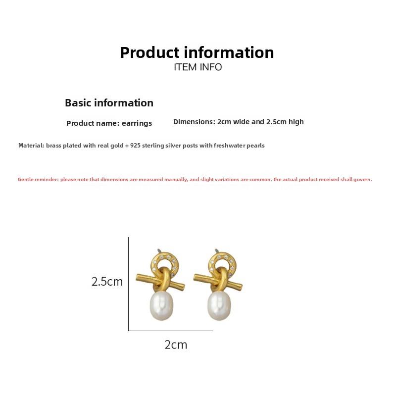 Vintage niche gold-tone freshwater baroque pearl stud earrings - 925 sterling silver posts - elegant for women