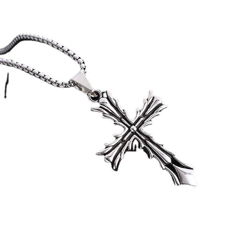 Новое женское ожерелье, мужское ожерелье, титановая сталь, хип-хоп, ретро-крест, кулон, ожерелье из титановой стали