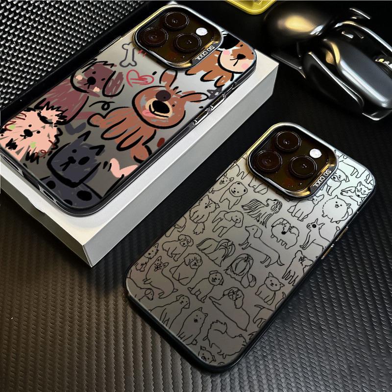Cute Doodle Dog Line Art Pattern Design Protective Cover for iPhone 17 16 15 14 13 12 11 16E Series Pro Max Plus