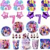 Kpop Охотники на демонов Дата рождения Украшение Воздушный шар Косплей Аниме Одноразовые Праздничные тарелки Украшение для торта Празднование детского душа Принадлежности