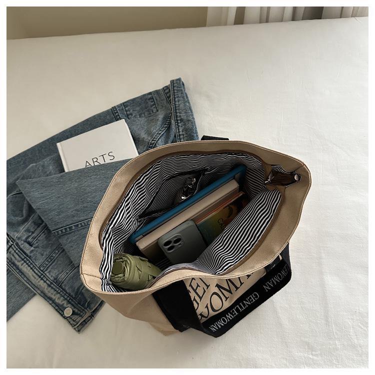 Трансграничная холщовая сумка кроссбоди: Вместительная, модная сумка-тоут на одно плечо