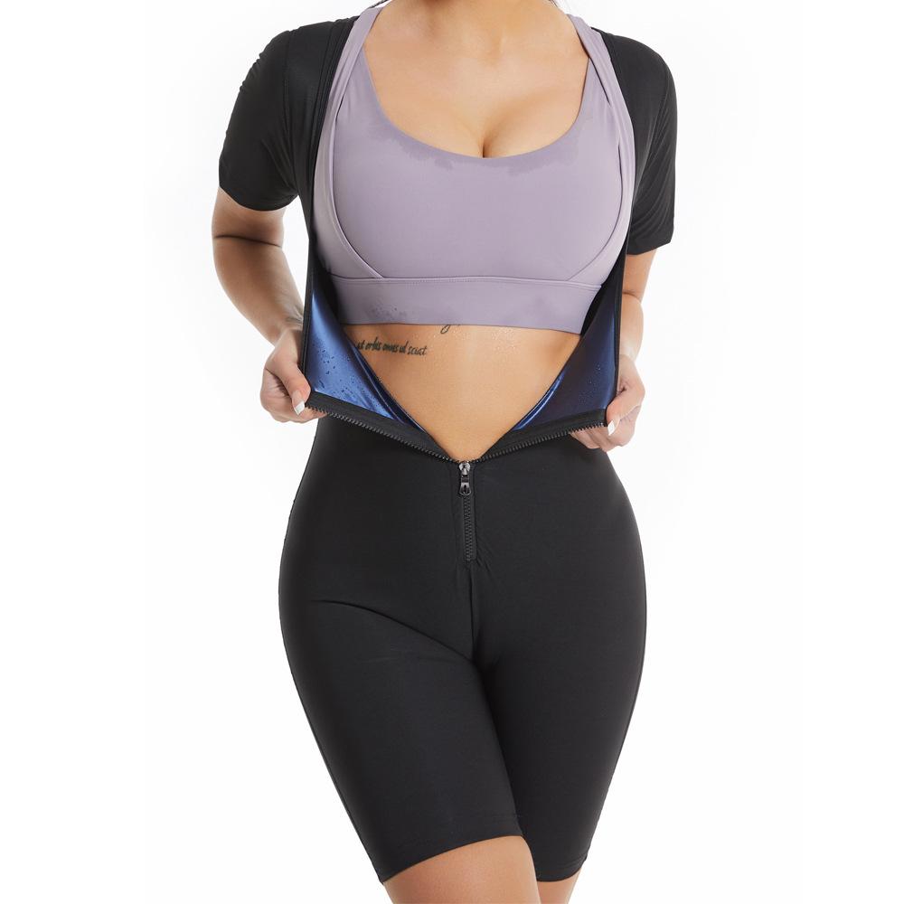 Костюм для сауны для женщин, формирователи пота, боди для похудения, корректирующее белье, рубашка, тренажерный зал, куртка на молнии, тренажер для талии, жилет, формирователь тела, шорты для сауны