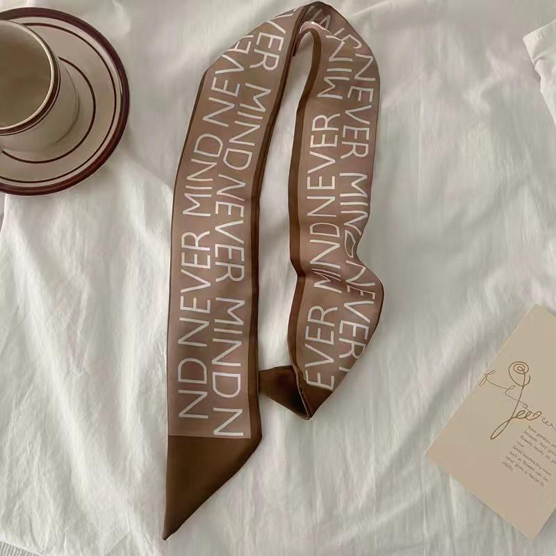 Маленький белый и нежно-зеленый шелковый шарф для женщин, тонкая лента, повязка на голову, резинка для волос, украшение для сумки, длинный