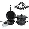 13-Piece Induction Compatible Frying Pan Set with Nonstick Pans, Easy Cleaning, and Ready To Use with No Installation Required. Includes a Clear Glass