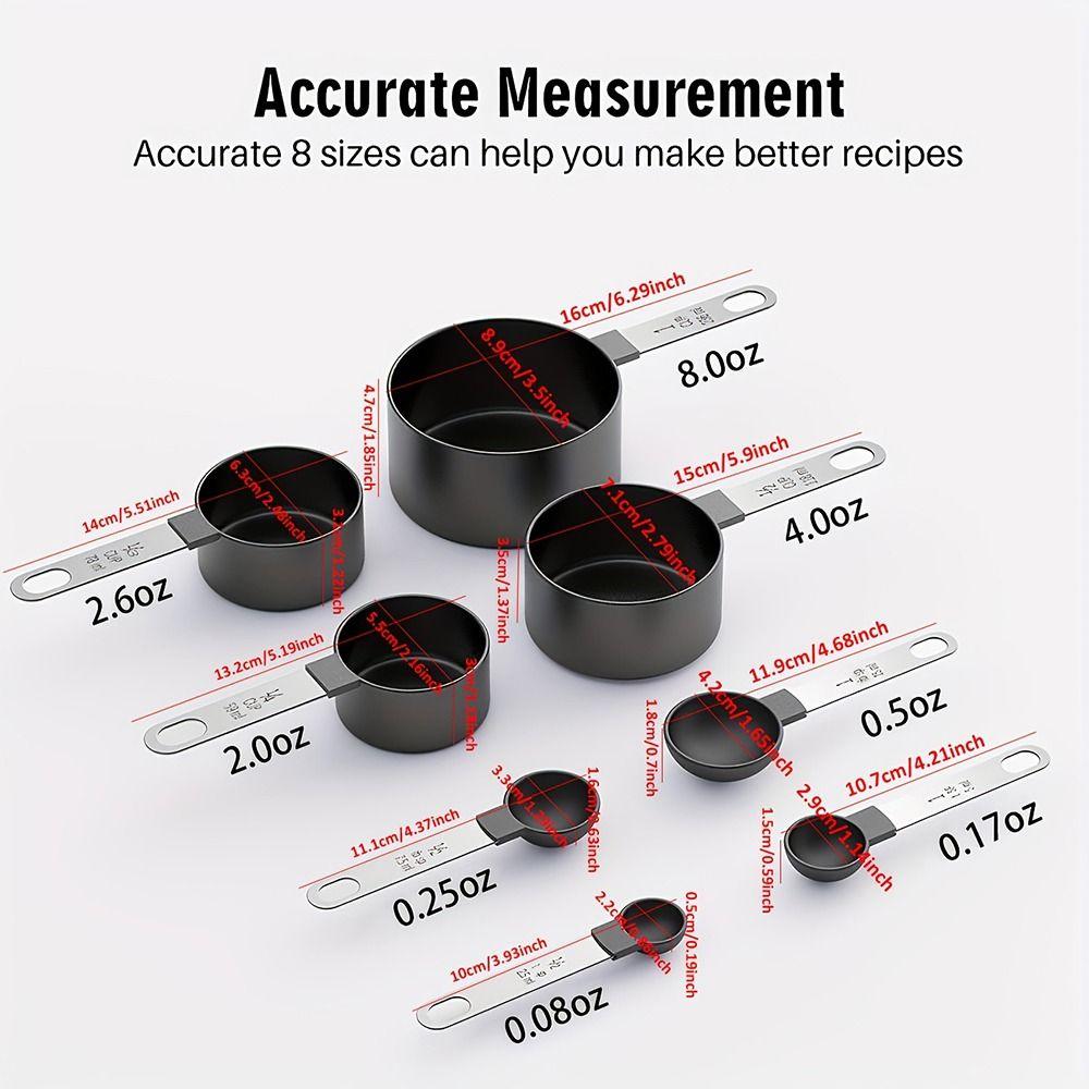 8 шт./набор с пластиковой головкой мерные чашки ручка из нержавеющей стали мерные ложки кухня