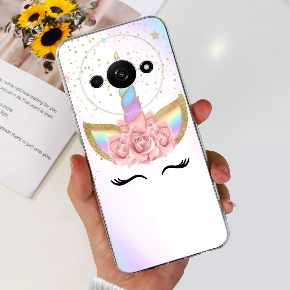 For Funda Xiaomi Redmi A3 Case 2024 Fashion Flower Transparent Silicone Soft TPU Phone Case For Xiomi Redmi A3 RedmiA3 4G Covers