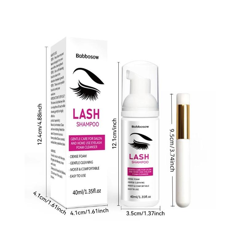 Eyelash Extension Cleanser Lash Shampoo Foam with Cleaning Brush Safe to Use Removes Makeup Residue for Natural Lashes