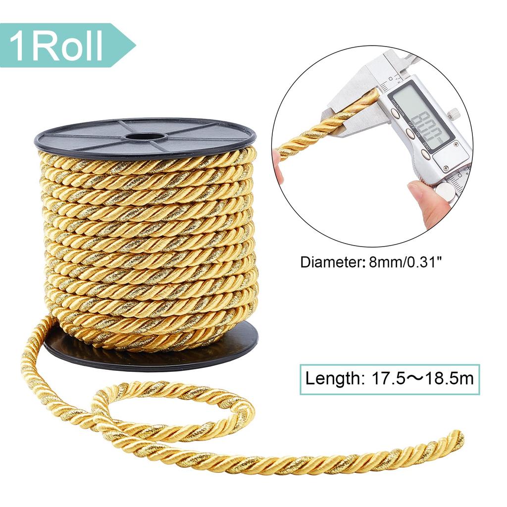 PH PandaHall Braid Twisted Diameter Hair Braided Japanese Craft Взрослый шнур Длина 18 м, золотой, прибл.. 8мм, Орнамент, Одежда, Obijime, Нить,