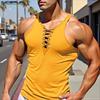 Men Sleeveless Lace-up Casual Fitted Tank Tops Undershirts