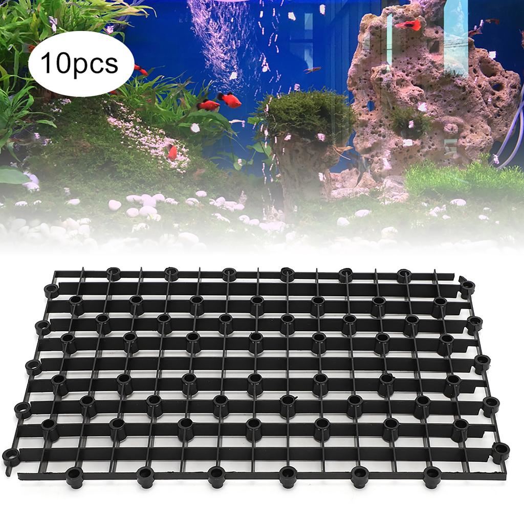 10Pcs Plastic Splicing Aquarium Filter Bottom Grid Plate Screen for Aquarium Fish Tank UseBlack