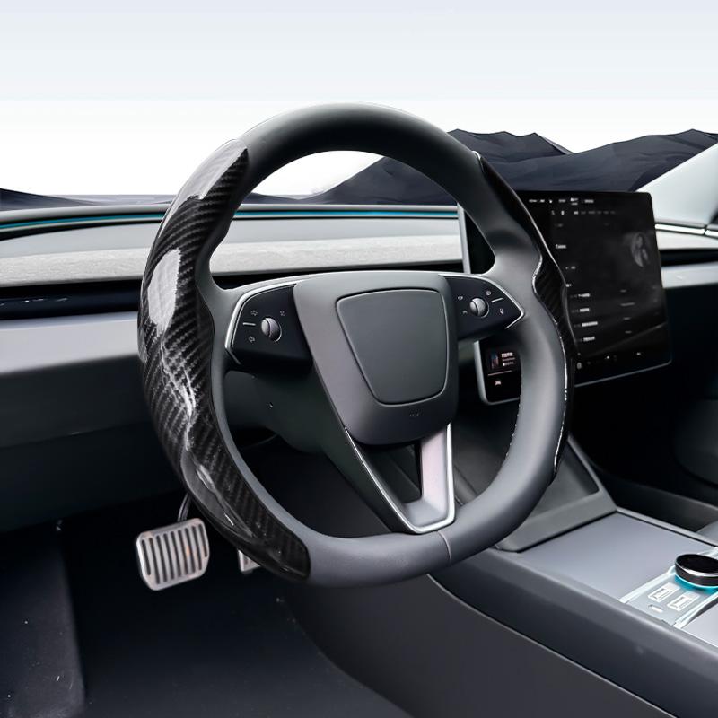 Для Tesla Model 3/Y Highland Juniper Чехол на руль Углеродное волокно Кожа Анти-мех Спортивный руль Автоаксессуары