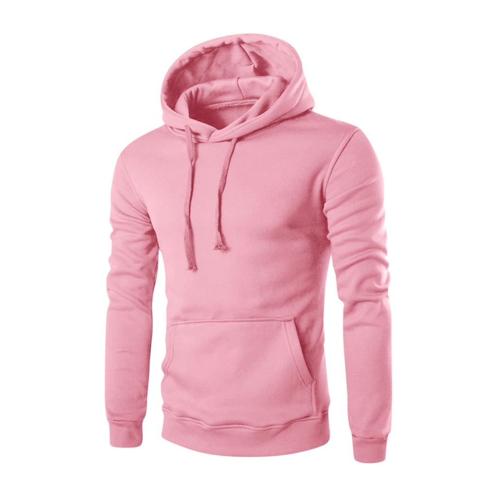 Men's Solid Color Hooded Sweatshirt Men's Casual Sports Long Sleeved Pullover Sweatshirt