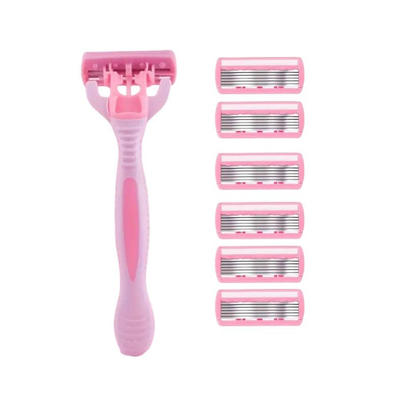 Six-Layer Razor Blade Shaver with Metal Holder for Hair Removal
