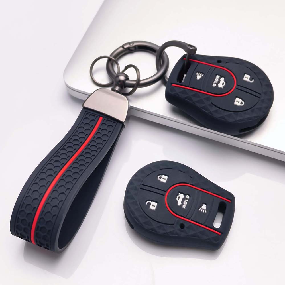 Key Cover for Nissan sentra leaf b17 pathfinder r52 ze2 versa note with Keychain Anti-Scratch Guard Shockproof Protection Soft Grip Texture
