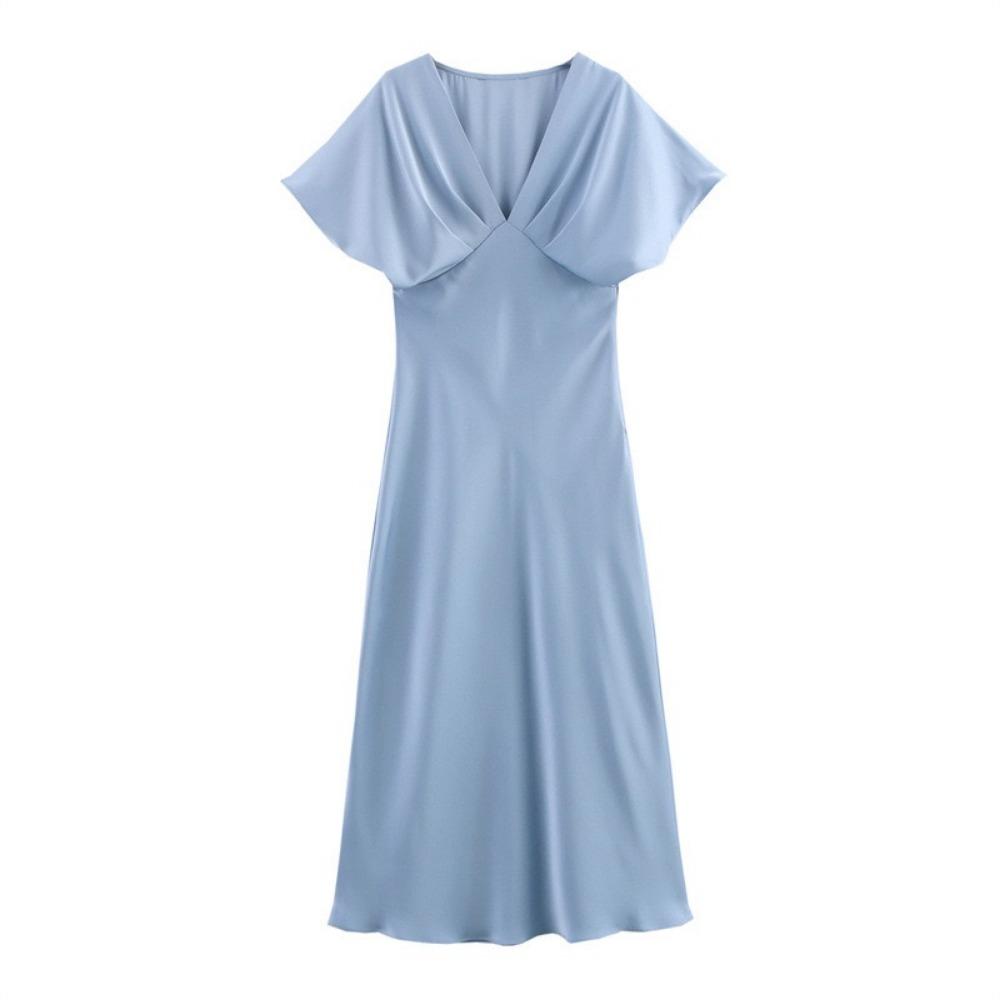 Новые женские платья Летние элегантные модные облегающие платья с V-образным вырезом для улиц и праздников Длинные платья для молодых женщин Шикарное удобное платье