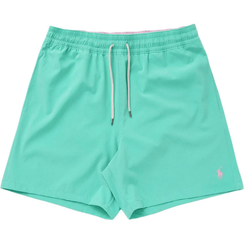 Polo Ralph Lauren Solid Color Lace-Up Side Pocket Swim Trunks Men Swimwear Green 710957782-005