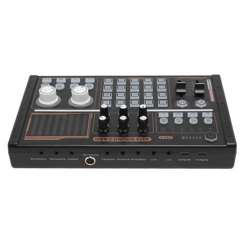 Звуковой микшер Мульти звуковые эффекты Шумоподавление Цветные огни DJ18 Bluetooth Звуковая карта для живого звука для 48V конденсаторного