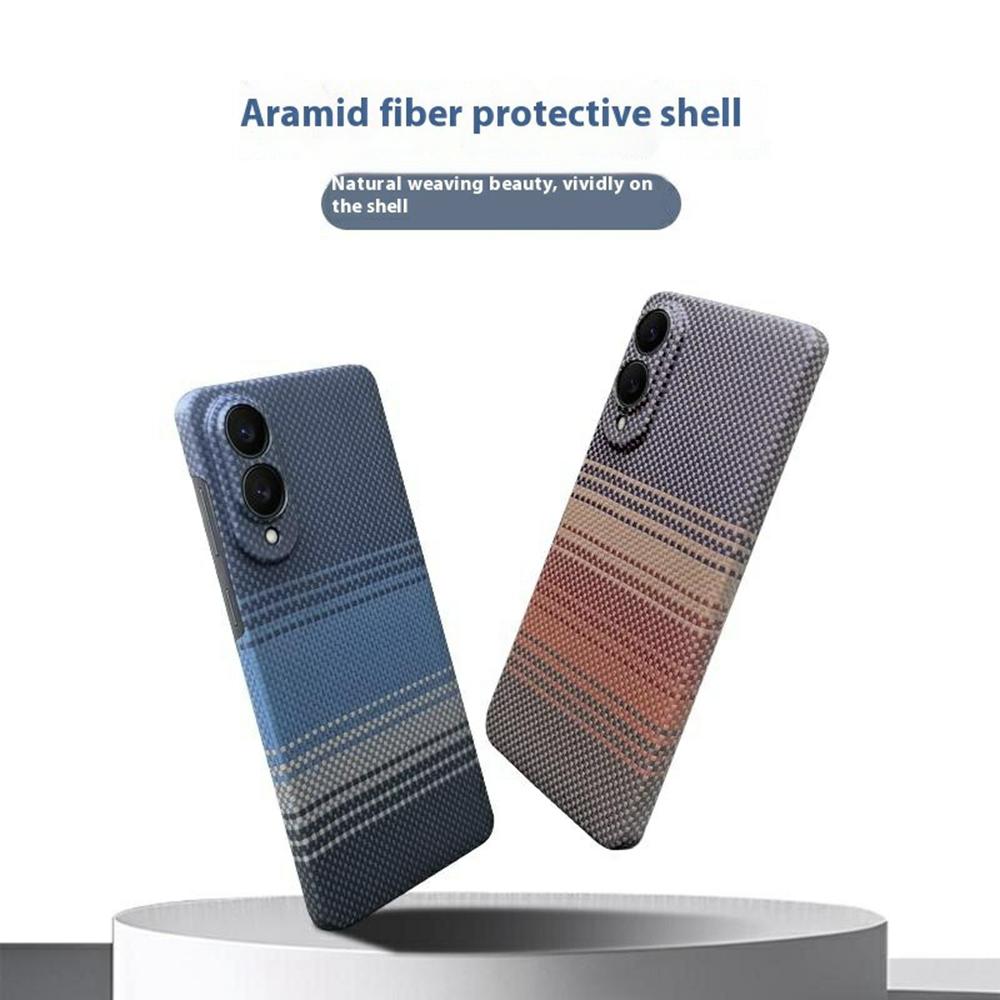 Для Samsung Galaxy S25 Edge Магнитный чехол Точные вырезы Градиентный чехол для телефона из арамидного волокна с металлическим ободком для объектива