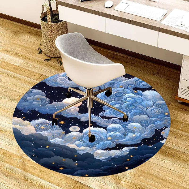 1pc Office Carpet Chair Mats Whirling Clouds Under a Starry Sky Perfect for Decorating Office Chairs, Living Rooms, Or Bedrooms