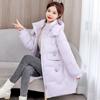Осень-зима толстое теплое пальто средней длины для женщин, тонкая однотонная куртка с капюшоном, парки, верхняя одежда на молнии M-XXXL