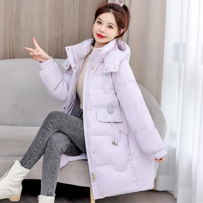 Осень-зима толстое теплое пальто средней длины для женщин, тонкая однотонная куртка с капюшоном, парки, верхняя одежда на молнии M-XXXL