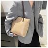 [Lotte Raka] Tote Bag With Zipper Luxury  Handbag Handbag Lightweight PU Leather Ladies Men's (Khaki)