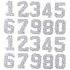 20PCS Silver Rhinestone Number Iron On Patch 2.3inch Bling Letter Appliques for Hat,Bag