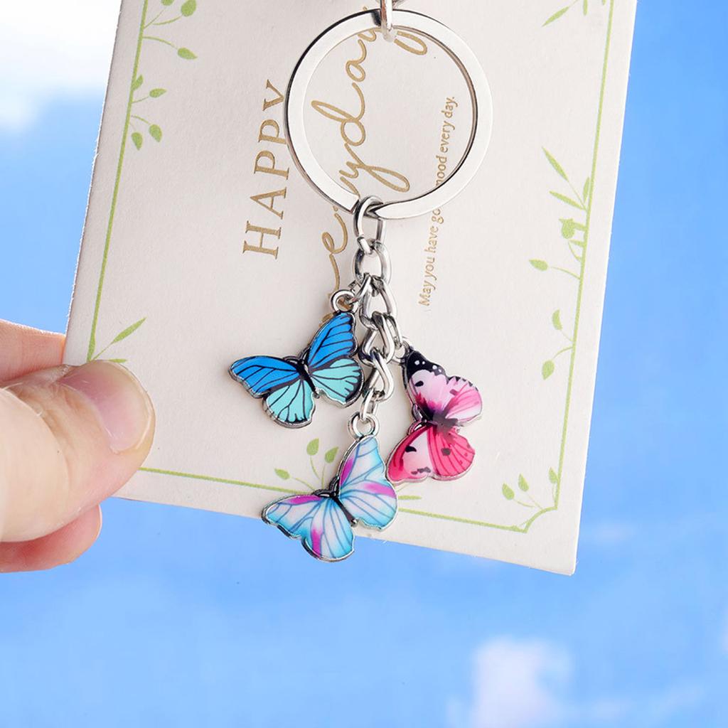 Брелок для ключей из кристаллов, разноцветная масляная капающая бабочка, брелок для ключей, модный аксессуар