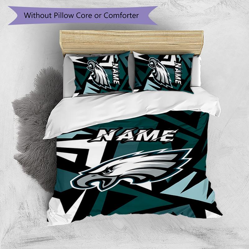 3pcs Fashion Cool Eagle Logo1 Cover Set - Personalized Name, HD Printed Bedding with 1 Cover and 2 Pillowcases - Perfect for Home Decor, Easy Ca