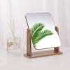360 Degrees Rotatable Makeup Mirror with Wooden Base High Clarity Men Women Desktop Vanity Mirror Portable Travel Rectangle Cosmetic Mirror