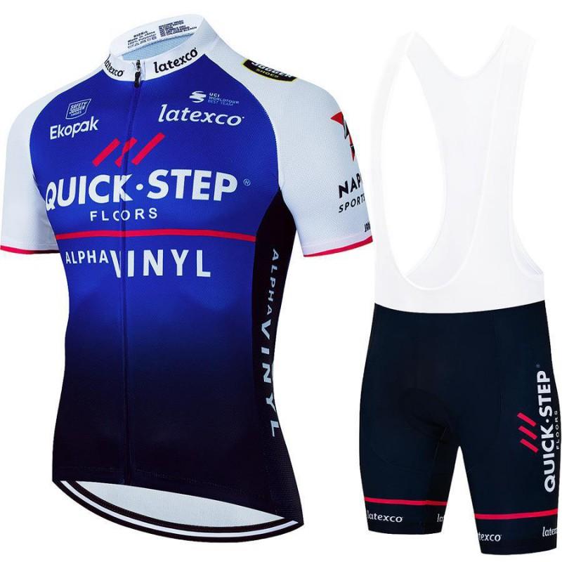 Quick Step Team Cycling Jersey Bib Shorts Set Men Women Breathable Ride Wear