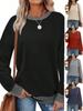 Autumn Women's Solid Color Knit Long Sleeve Round Neck Pullover Top