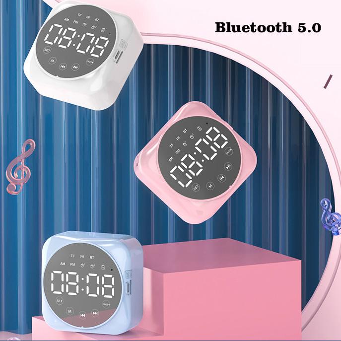 Настольные часы Bluetooth Беспроводное аудио Мини-светодиодное зеркало Цифровой будильник Температура выходного дня Дисплей Настольные часы