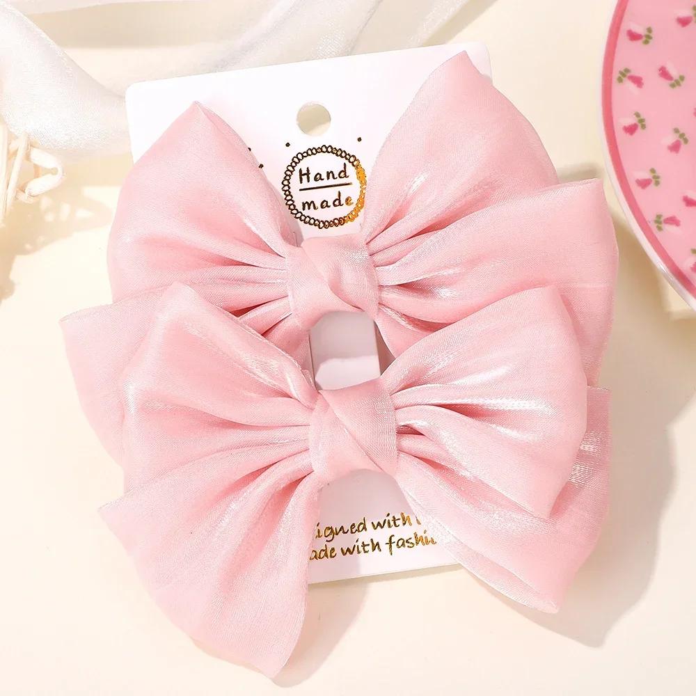 ДЕТСКИЕ БАНТЫ 2 шт. 4,3 дюйма Большие банты Шифоновые заколки для волос Бант для чирлидинга Заколка для волос Детский головной убор Модные детские аксессуары для волос