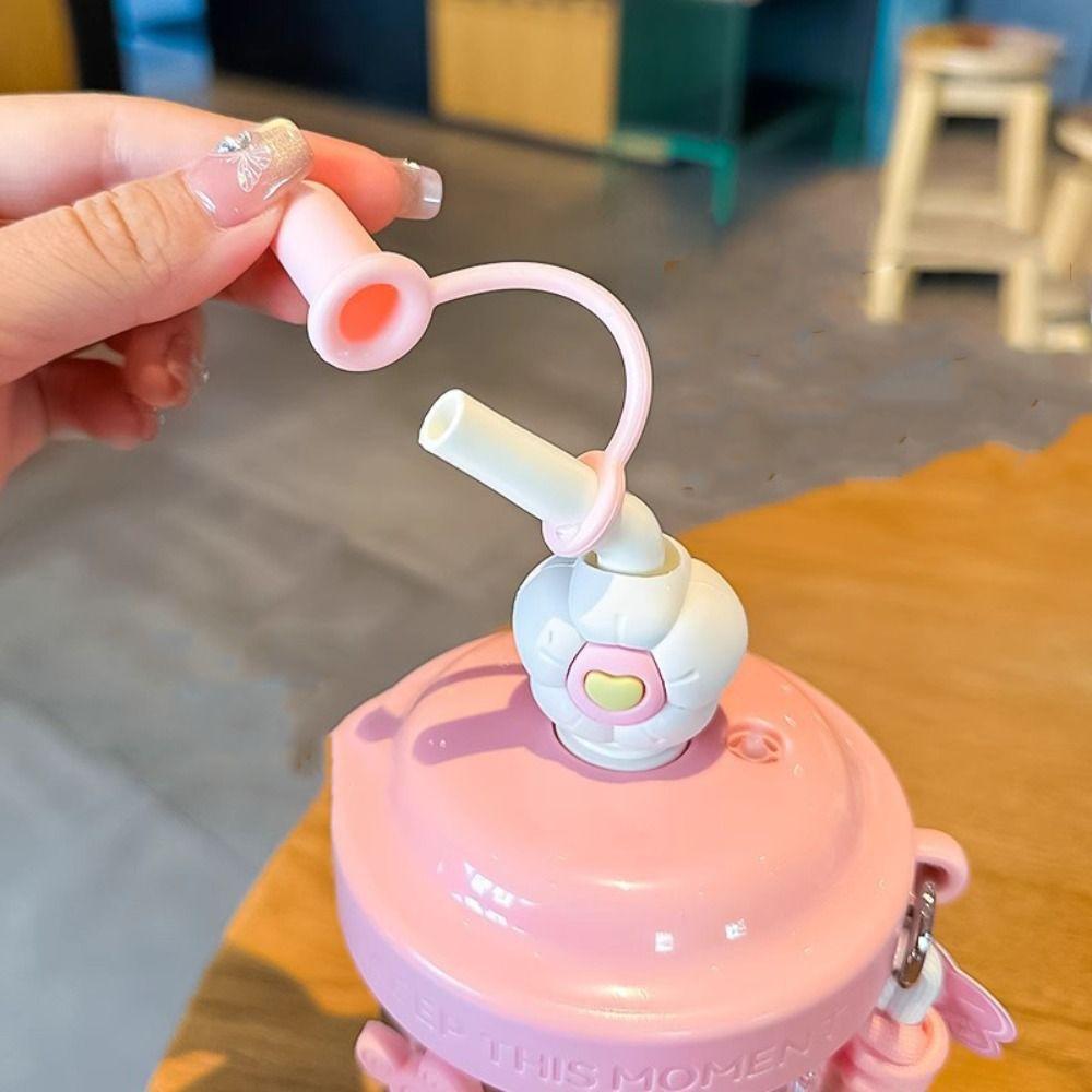 Dust Cap Water Bottle High-capacity Straw Bottle Anti Drop Tea Kettle Children