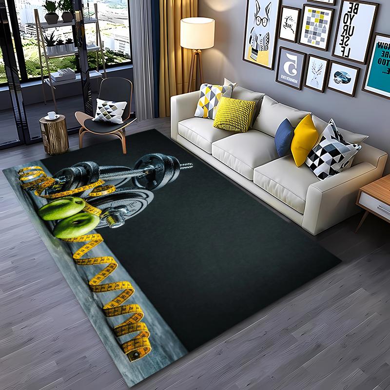 Ковры с 3D-печатью на тему GYM для дома, гостиной, детской спальни, дивана, придверный коврик, кухонные напольные коврики, противоскользящий декор