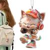 Cat Car Pendant, Acrylic Cat Car Pendant | Kitten Car Charm with Headphones -