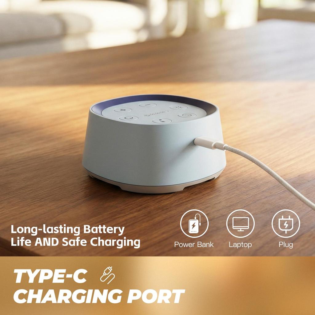 White Noise Machine 30 Soothing Sounds Night Light Timer Rechargeable for Sleep Focus