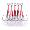 Assist Hooks, Double Assist Hooks, Abrasion Resistant, Metal Jig Lure Hooks, Tinsel, Fishing Tackle, 20pcs, Red, 1/0
