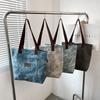 Large Capacity Canvas Tote Bag For Women With Stylish Streetwear Design In Gray Brown And Blue